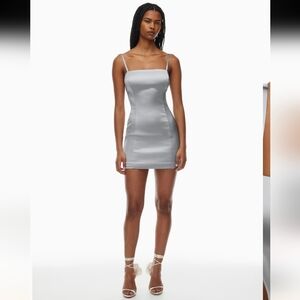 NWT Aritiza Mini Dress Shimmer Satin  Spaghetti Straps Size 6 Party Prom Glam